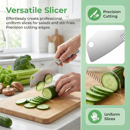 Stainless Steel Multi-Purpose Julienne Peeler, 2-in-1 Vegetable Julienne Slicer Blade, Quick & Easy Kitchen Multifunctional Shredder Cutter Tool for Fruit, Potatoes, Carrot, Green Onion (Small)