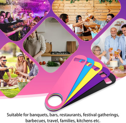 KTOJOY 5 Pack Stainless Steel Colorful Beer Bottle Opener Set, 7 Inch, Large Colorful Design,