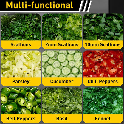 200W Commercial Electric Vegetable Cutter, Automatic Scallion Chopper, 400lb/h with Conveyor Belt, 1-35mm Thickness Adjustable, Commercial Kitchen Herb Chopper 110v