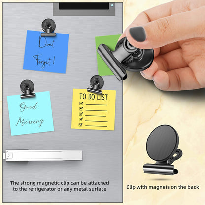 Grtard 12 Pack Magnetic Clips, Fridge Magnets Refrigerator Magnets, Strong Magnetic Clips Heavy Duty, Whiteboard Magnet Clip for Office Home Classroom Organization Kitchen Accessories(Black)