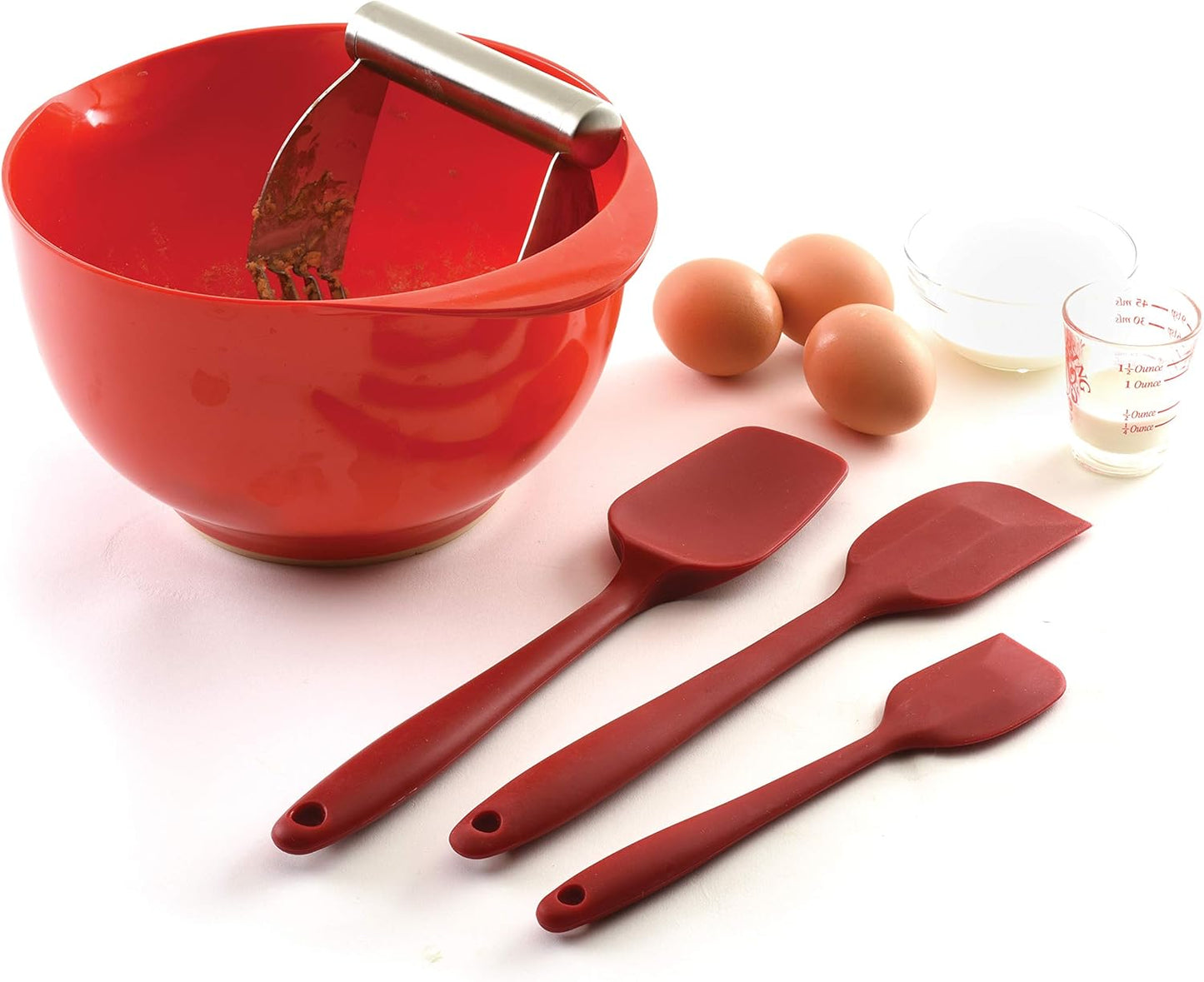 Norpro, Red 3 Piece Silicone Spatula Set, large