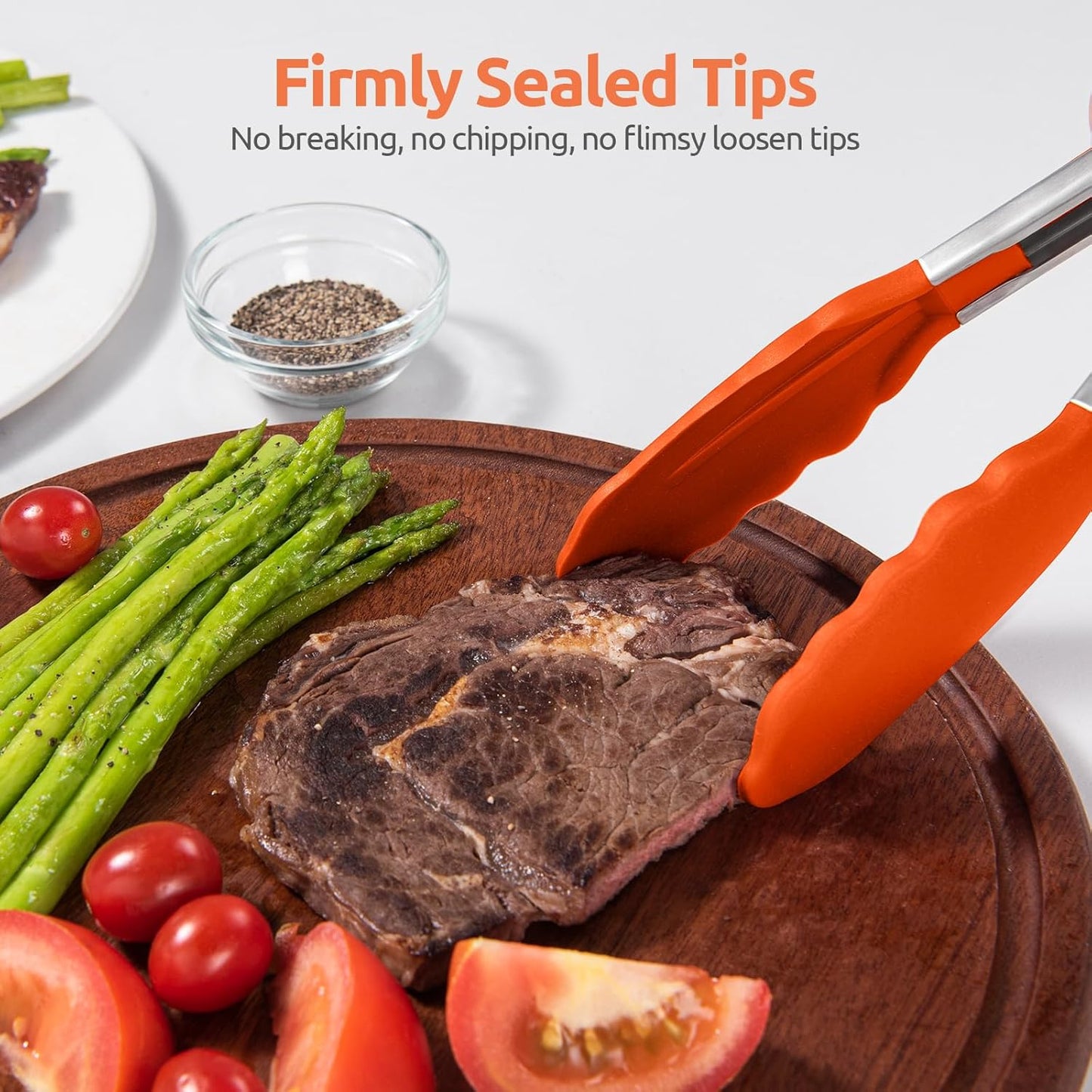 600ºF Heat Resistant Kitchen Tongs: U-Taste 9 inch Silicone Cooking Tong with Firm Sealed Non Stick Rubber Tips & Silicon Coated 18/8 Stainless Steel Handle & Smooth Locking for Serving Salad (Black)