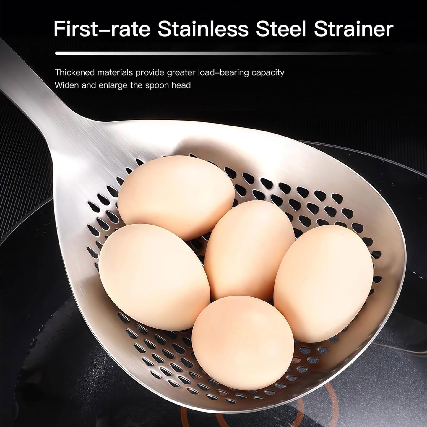 IMEEA 15-Inch Large Skimmer Ladle SUS304 Stainless Steel Slotted Spoon for Cooking Deep Frying Metal Fryer Scoop Spider Strainer