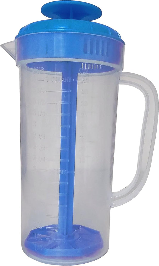 JBK Pottery Salad Dressing Mixer, 1 Quart Capacity, Plastic Blender with Measurements, Includes Mixing Lid & Normal Lid, Emulsifies Homemade Ranch, Vinaigrettes, Italian Dressings & More (Green)