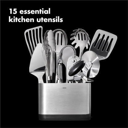 OXO Steel Piece Utensil Set, 15 PC, Stainless Steel