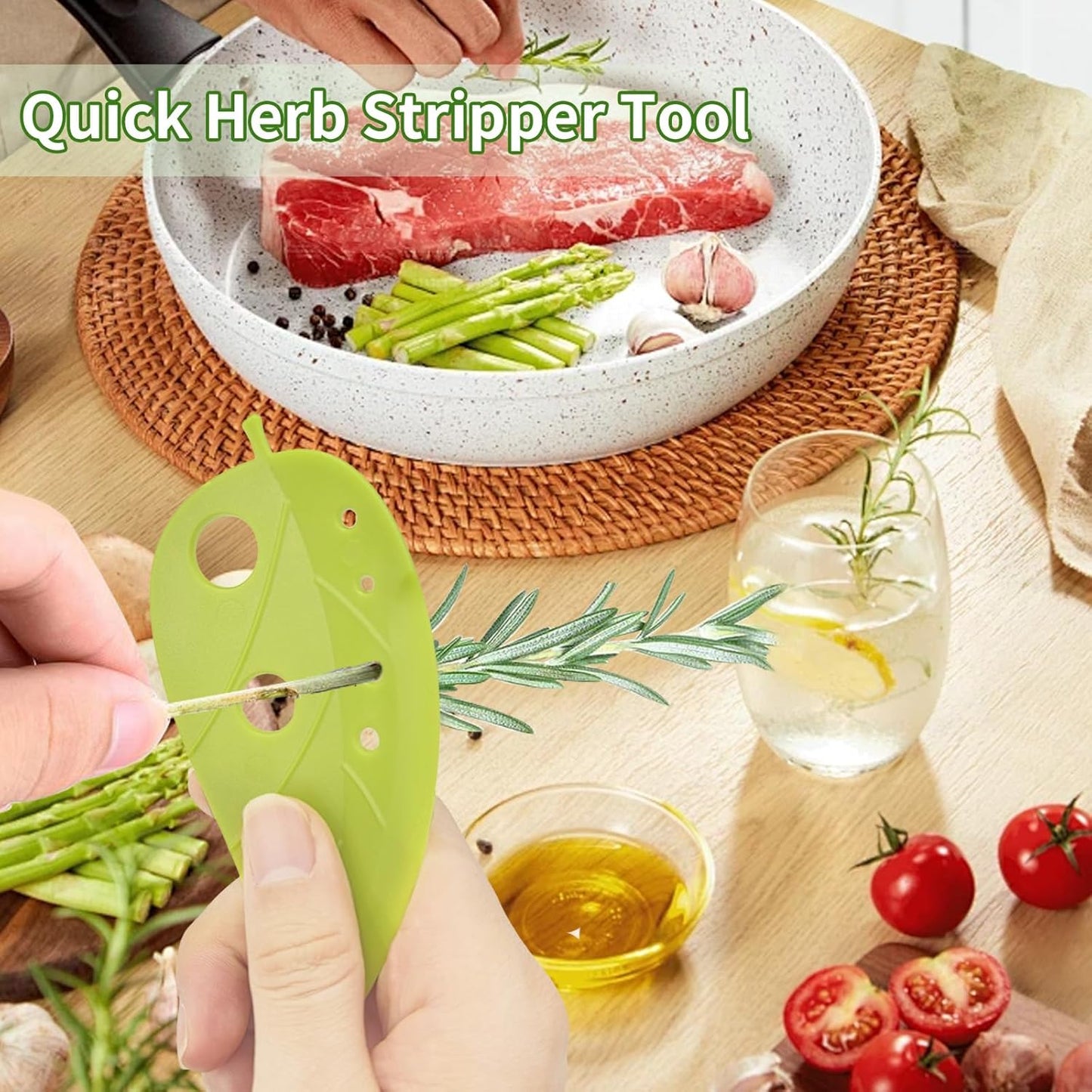 Premium Herb Stripper, Kitchen Herbs Leaf Stripping Tool, Herb Stripper Tool, Herb Leaf Peeler for Collard Greens Thyme Basil Rosemary Stripper, Dishwasher Safe