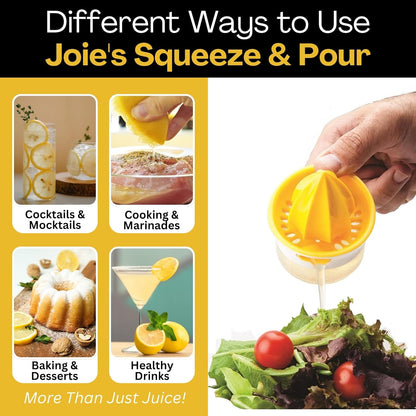 Joie Lemon and Lime Small Hand Juicer and Reamer, Built-In Measuring Cup, 1oz/30ml, Easy to Strain, Stores Leftover Juice, BPA-Free, Dishwasher Safe