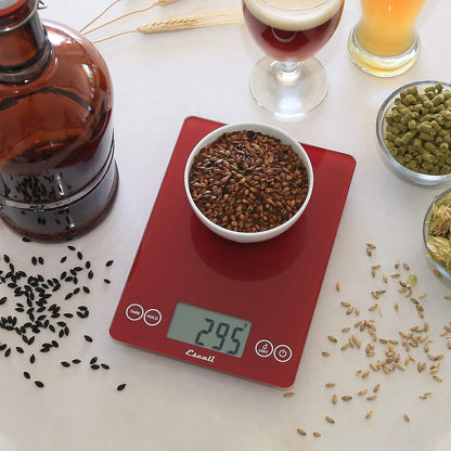 Escali Arti Glass Food Scale Digital Countertop Kitchen, Baking and Cooking Scale with Nutrition and Calorie Counter, 15-Pound Capacity, 9" x 6.5" x .75", Gray Storm