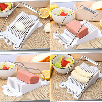 FENGCHEN Luncheon Meat Slicer, Spam Cutter with 10 Stainless Steel Wires, Slice Tool for Boiled Eggs, Banana, Avocado, White