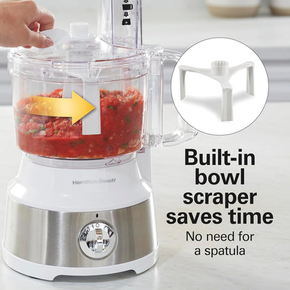 Hamilton Beach Food Processor & Vegetable Chopper for Slicing, Shredding, Mincing, and Puree, 10 Cups + Veggie Spiralizer makes Zoodles and Ribbons, Grey and Stainless Steel (70735)