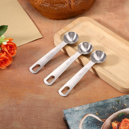 3pcs Measuring Spoon, Stainless Steel Table Spoons Measuring Spoons 1 Tsp Scoop Teaspoon 1/3 Tablespoon 5 ML | 5 CC Metal Spoon Short Handle for Kitchen Tea Soup Ingredients (Short)