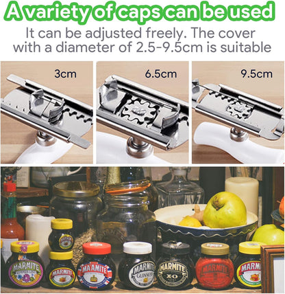 2Pcs Jar Can Opener for Seniors with Arthritis, Bottle Opener for Weak Hands, Kitchen Gadget With Lid Opener Tool, Adjustable Grip Stainless Steel for Opening, Fits 1-4 Inch (Green+White)