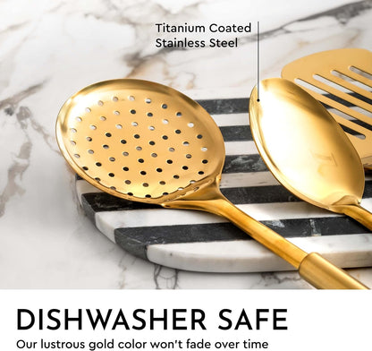 Gold Cooking Utensils with Measuring Cups and Spoons Set - 13-Piece Luxury Gold Kitchen Accessories Includes Metal Measuring Cups and Spoons for Baking, Cooking, and Elegant Kitchen Decor