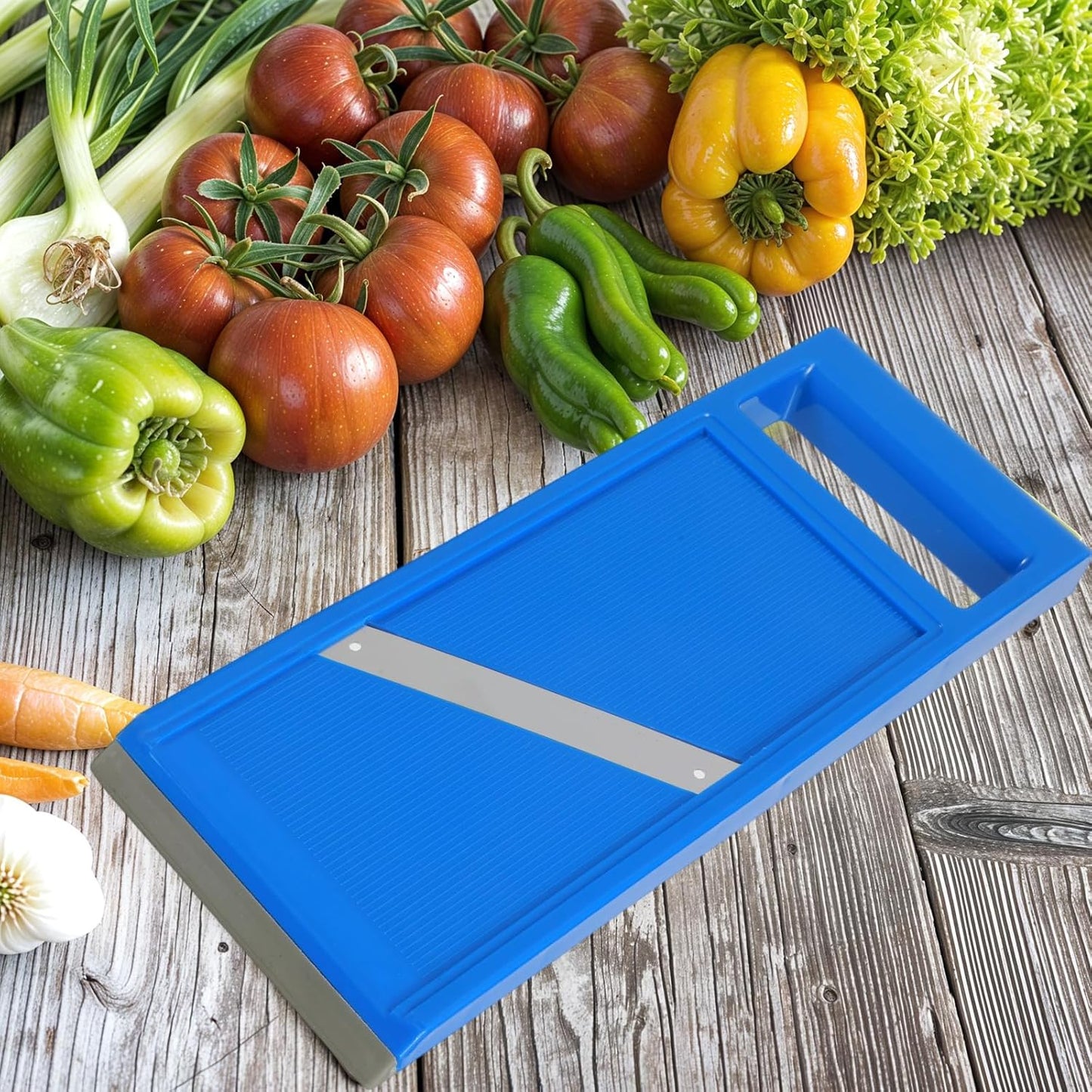 Mini Mandoline Slicer,Portable Vegetable Slicer Handheld with Stainless Steel Blade, Hand Held Slicers for Vegetables, Fruits, Potatoes, Cheese, Carrots, Quick Uniform Slice,Blue