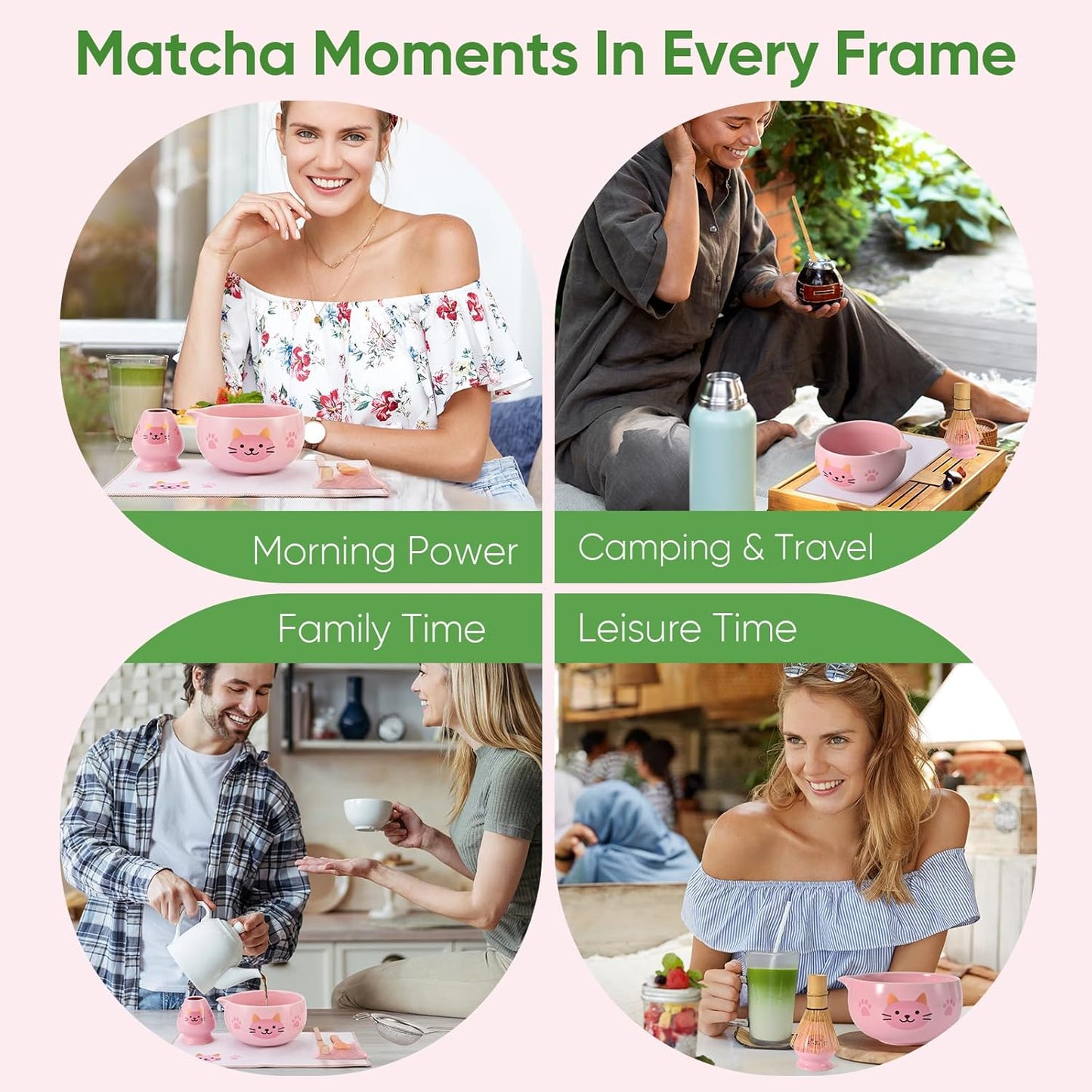 Matcha Whisk Set, 5Pcs Ceramic Matcha Set Includes Matcha Bowl, Matcha Whisk and Holder, Bamboo Scoop and Sifter, Ideal Matcha Bowl Set for Authentic Matcha Tea Experience