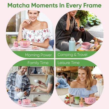 Matcha Whisk Set, 5Pcs Ceramic Matcha Set Includes Matcha Bowl, Matcha Whisk and Holder, Bamboo Scoop and Sifter, Ideal Matcha Bowl Set for Authentic Matcha Tea Experience