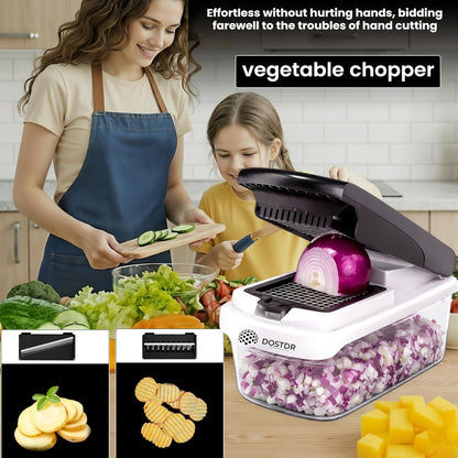 Compact Premium Vegetable Chopper, Mandoline Slicer, Veggie Chopper Food Chopper Container, Vegetable Cutter, Onion Salad Vegetable Chopper, Fruit Slicer, Shredding (White & Black)