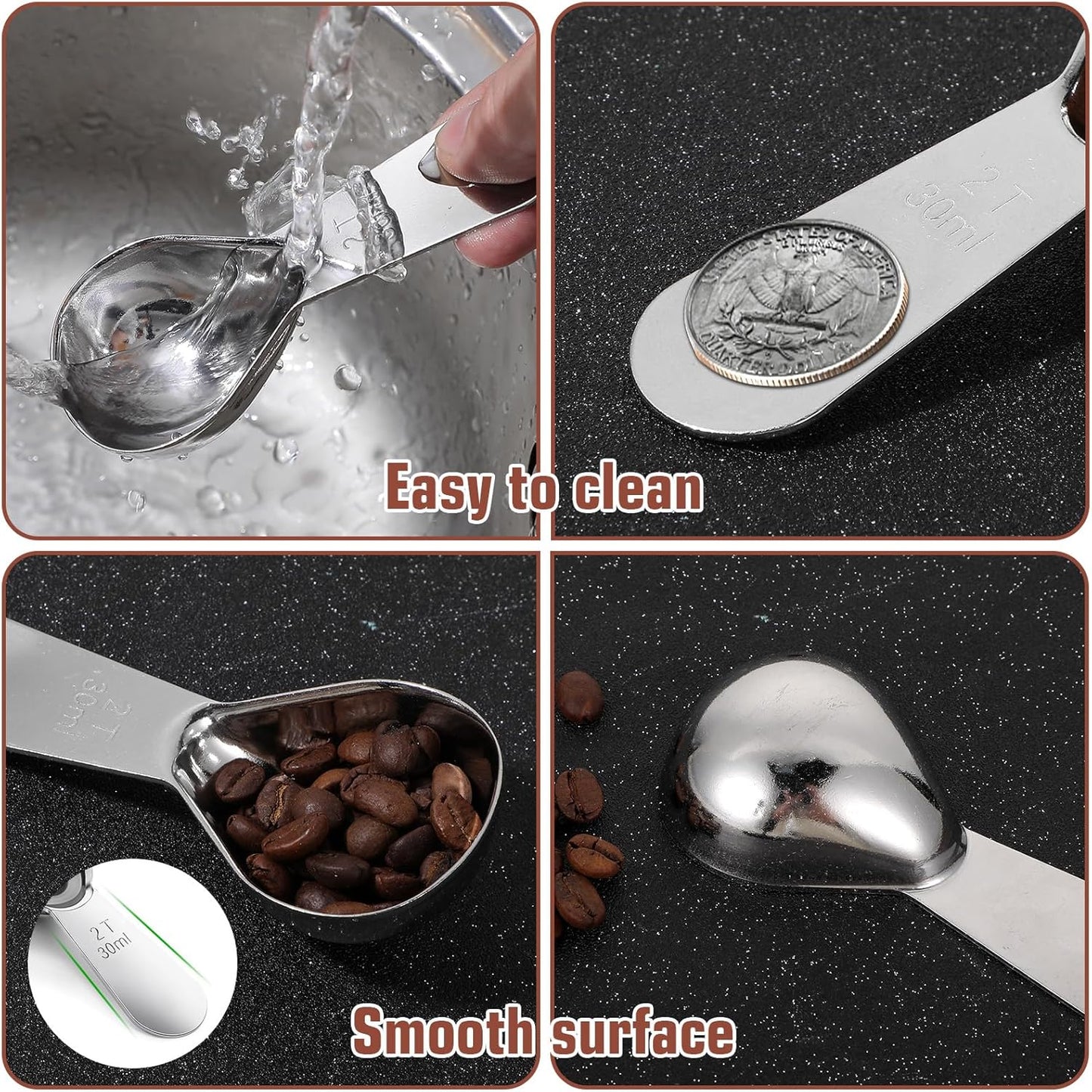 1 Tbsp Scoop Coffee Scoop, 1 Tablespoon Measuring Spoons(15ml), 18/8 Stainless Steel Short Handled Measure Scooper for Calculateing and Grinding Coffee Tea Sugar Christmas Kitchen Gift Jar Beans