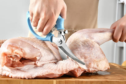 Heavy Duty Poultry Shears - Kitchen Scissors for Cutting Chicken, Poultry, Game, Meat - Chopping Vegetable - Spring Loaded - Red