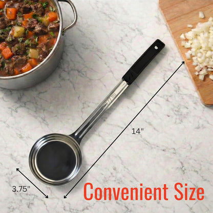 8 Ounce Solid Stainless Steel Portion Control Ladle Spoon for Measuring and Serving; Commercial Grade Serving Scoops [Pack of 2]