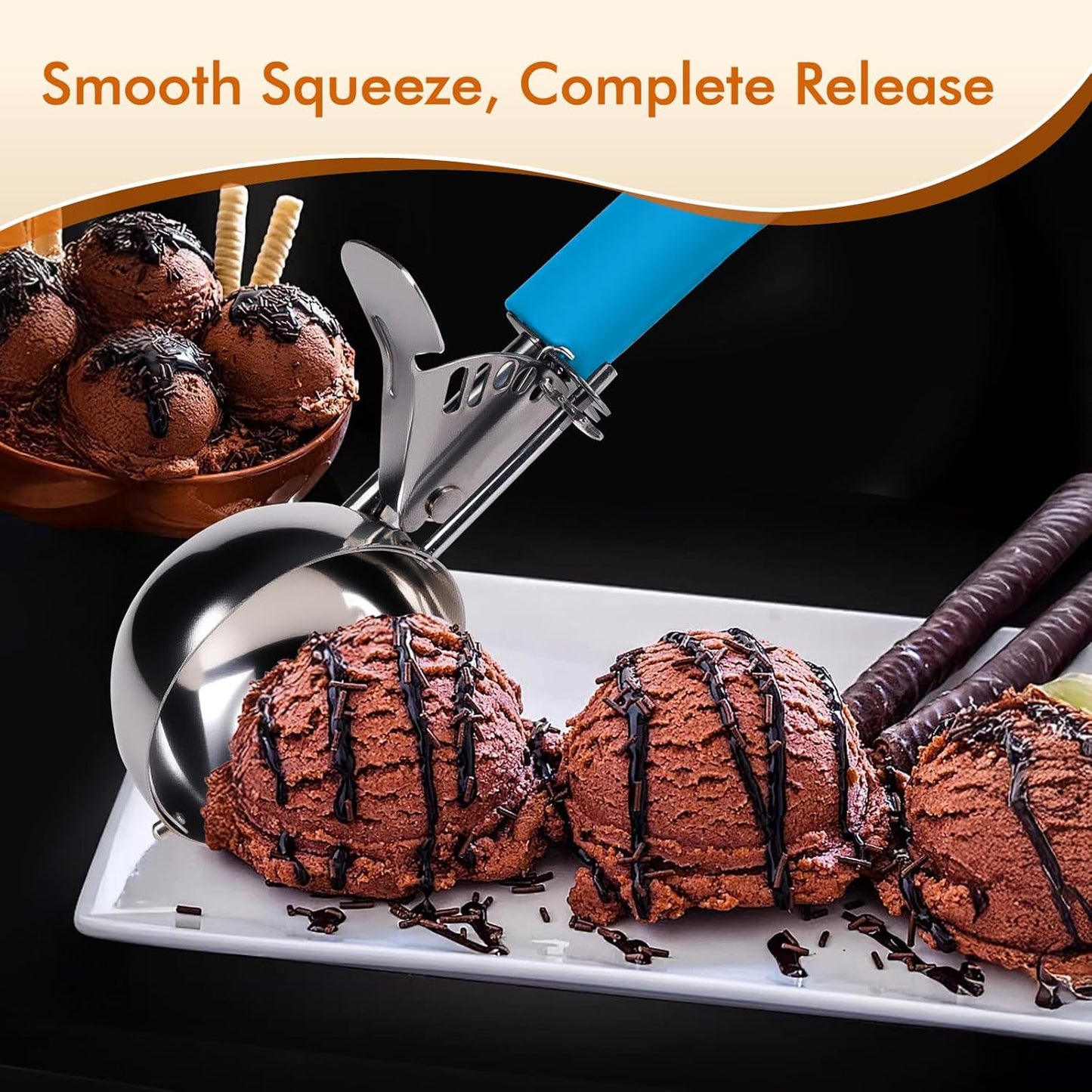 Fayomir 4 OZ Scoop, #8 Disher, Large Ice Cream Scoop with Trigger, Muffin Scoop, Large Cookie Scoops for Baking, Grey Handle, With Trigger for Portion Control