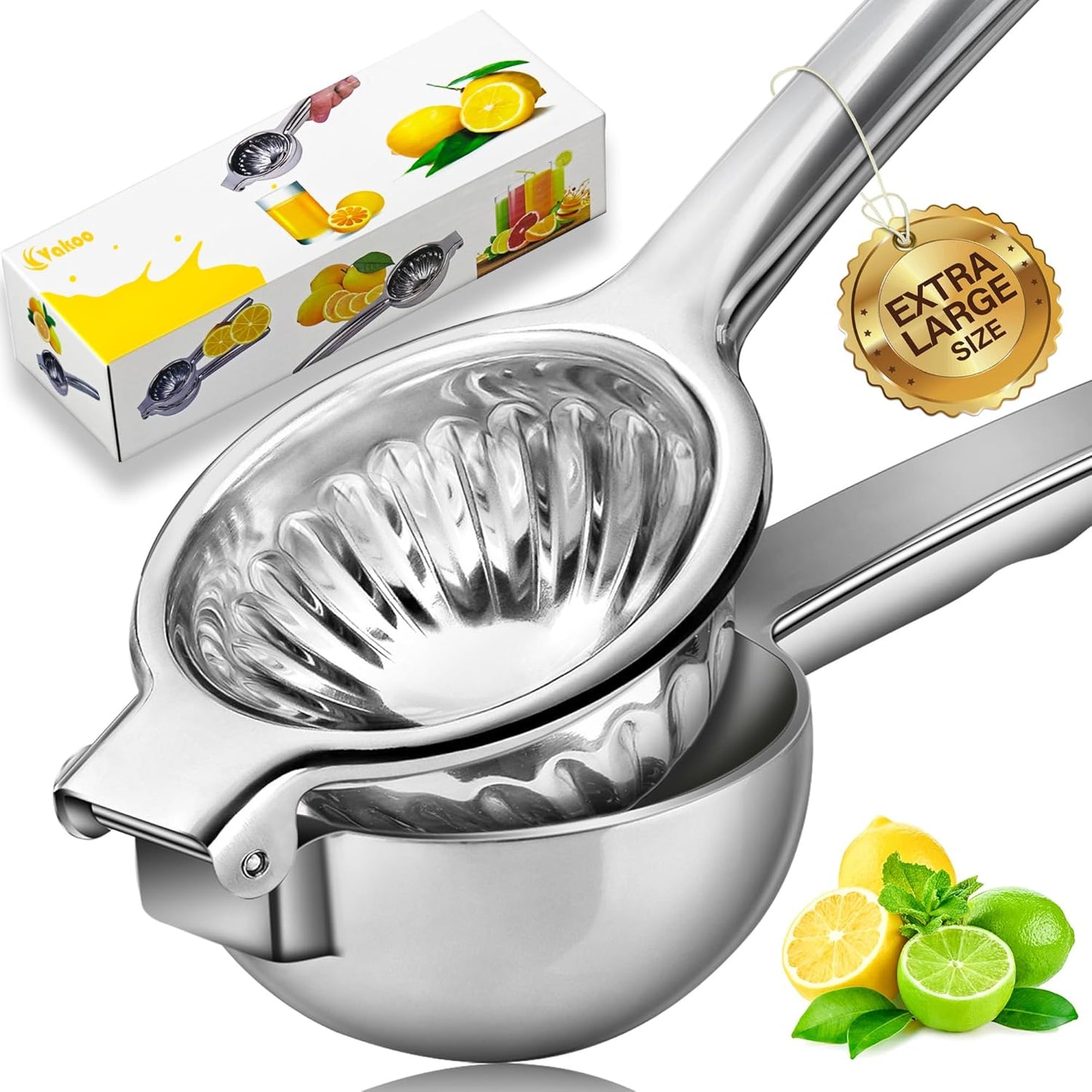 Vakoo 2-in-1 Lemon Squeezer - Heavy-Duty, Rust-Resistant Manual Juicer for Lemon, Lime & Citrus, Easy to Use & Clean, Kitchen Essential - Yellow & Green