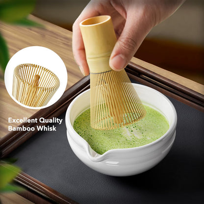 Matcha Whisk Set, Perfect Matcha Kit for Matcha Lovers Includes Ceramic Bowl, Bamboo Whisk, Holder, Scoop, Sifter & Cloth - 7 Pcs Matcha Kit
