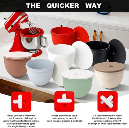 Omoiyari Premium MultiColors 3-Pack Silicone Bowl Liners with Lids for KitchenAid 7-Qt Bowl-Lift (Only), 2mm Extra-Thick Silicone, Odour-Free,Air Valves for Dough Proofing,Dishwasher Safe, BPA Free