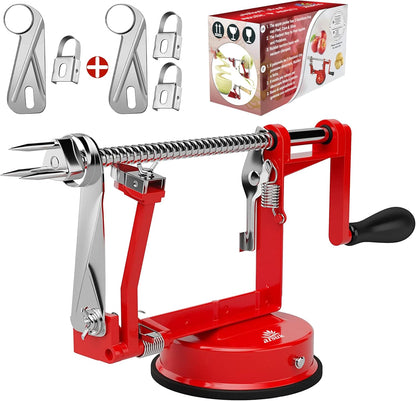 ARSUK Apple Peeler Corer Slicer with Suction Base – 3-in-1 Heavy Duty Cast Iron Hand Crank Machine for Potatoes & Pears – Stainless Steel Blades, Adjustable Arm, Quick Peeling & Spiral Slicing Tool