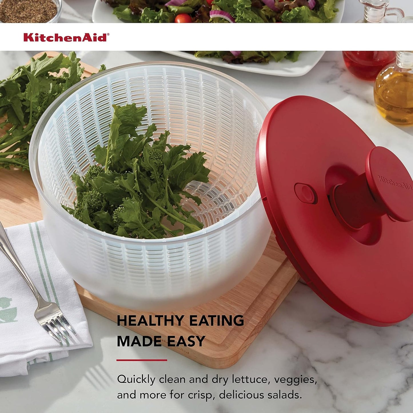 KitchenAid Universal Salad Spinner, 7.43 Quart, Charcoal Gray