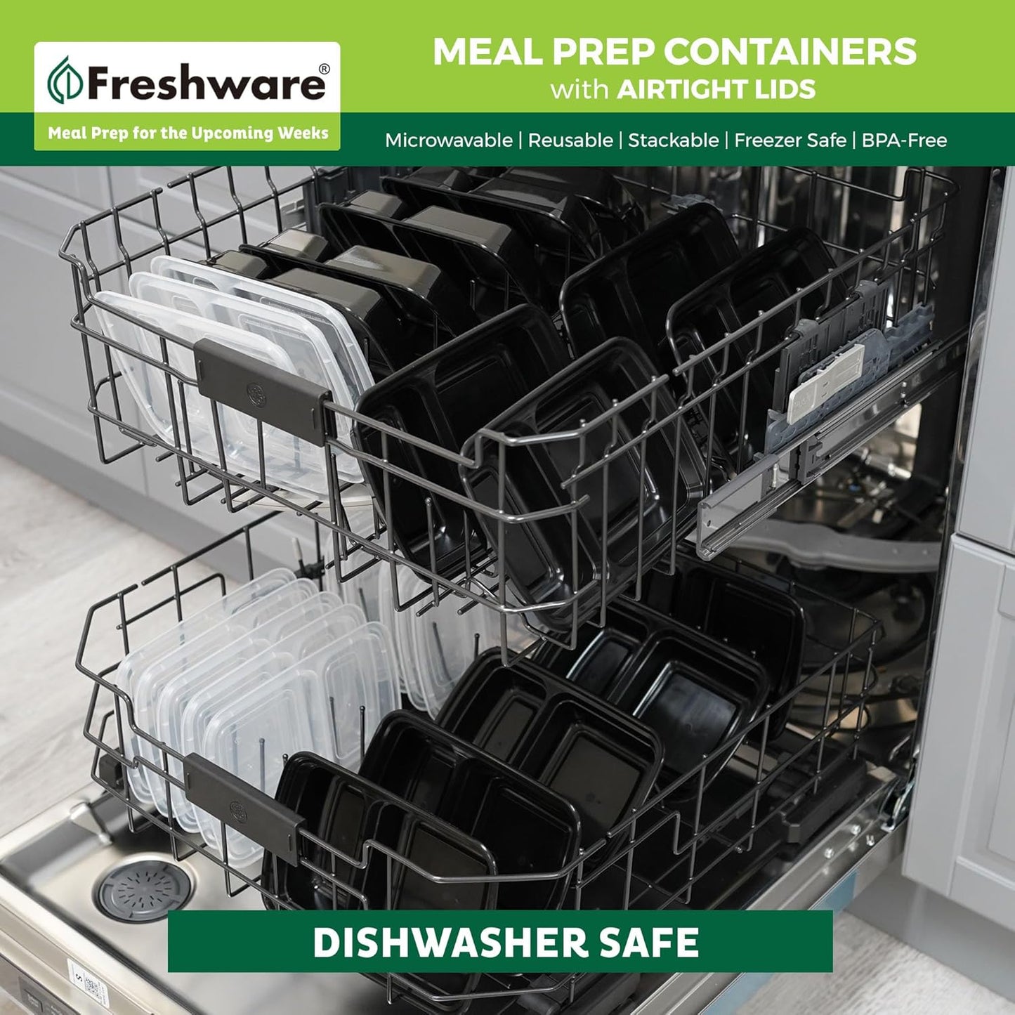 Freshware Meal Prep Bowl Containers [30 Pack] Plastic Bowls with Lids for Soup and Salad, Food Storage Bento Box, BPA Free, Stackable, Lunch Boxes, Microwave/Dishwasher/Freezer Safe (28 oz)