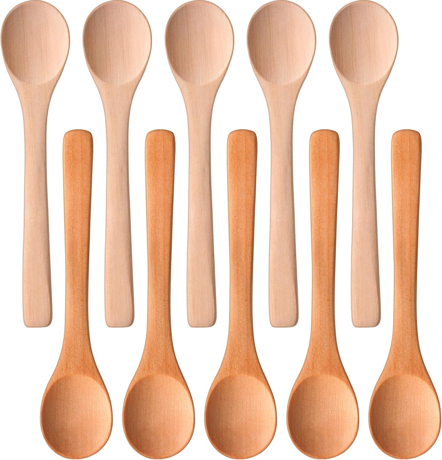 Boao 30 Pieces Small Wooden Spoons, 5.12'' L Mini Wood Spoons for Soup, Little Tiny Honey Teaspoons Bulk for Stirring Coffee Tea Stirring Jars Sugar Seasoning Oil Kitchen Supplies(Light Brown)