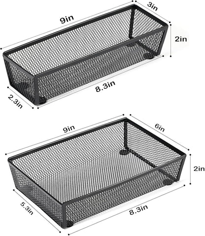 BYCY 3 Pack Mesh Flatware Drawer Organizer for Kitchen/Office/Home Tools,Spoon Knife Fork Organizers Box Utensil Tabletop Storage Tray (12 x 6 x 2 Inch)