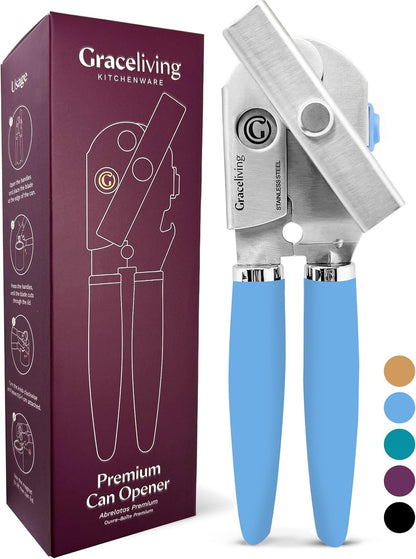 Premium Multifunction Magnetic Manual Can Opener and Bottle Opener, Heavy Duty Stainless Steel Sharp Cutting Blade and Oversized Easy Turn Knob, Soft-Touch Handle, Kitchen Use, Mauve