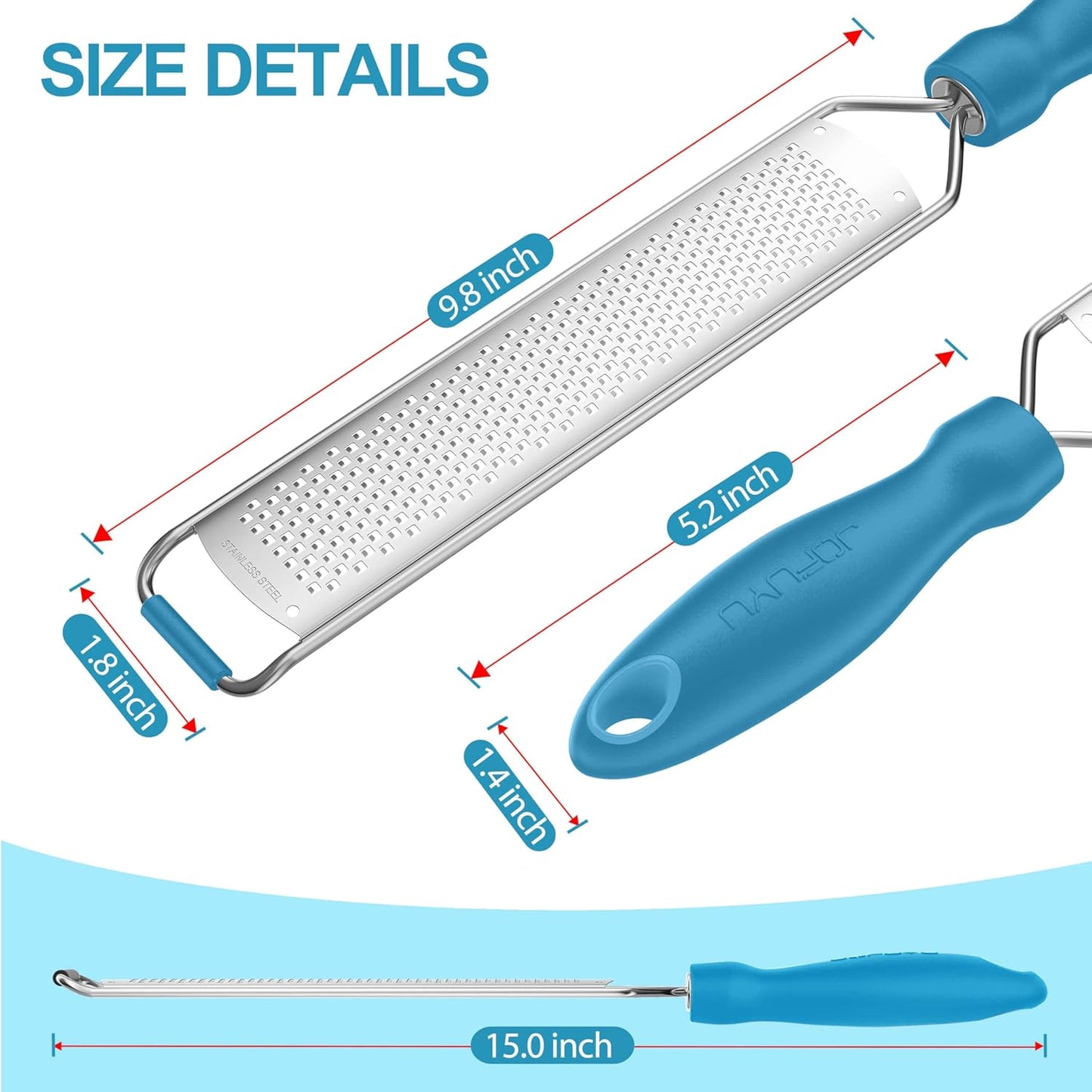 Zester Grater, Lemon Zester Grater with Handle, Premium Stainless Steel Citrus Zester for Parmesan, Garlic, Chocolate, Ginger, Non-Slip Grip, Safety Cover & Cleaning Brush, Black