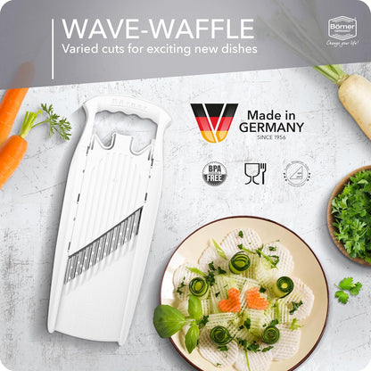 Börner by Reston Lloyd Wave-Waffle Power Line • Crinkle Cut/Spirelli Vegetable Slicer • Slicer for Wave Waffle Cut Style • Multiple Thickness Options • Made in Germany, Orange
