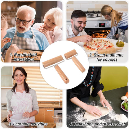 2pcs Hand Wooden Pastry Roller, 2 Size Non-Stick Small Mini Rolling Pins for Pizza Dough Pastry Bread Tortilla Cookies Pie Dumplings Easy Clean Kitchen Baking Tools for Home Cooking