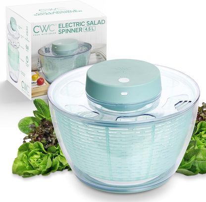 COOK WITH COLOR Electric Salad Spinner, Round 4.5L Capacity – Fast Drying & Easy Spin for Fresh Greens, Cream