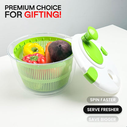 DoubleWave Salad Spinner | Spin & Dry Fruits, Vegetables & Greens Fast | Lettuce Washer with Dual Drain Holes | BPA-Free, Easy to Clean | 5.3 Quart Large Capacity