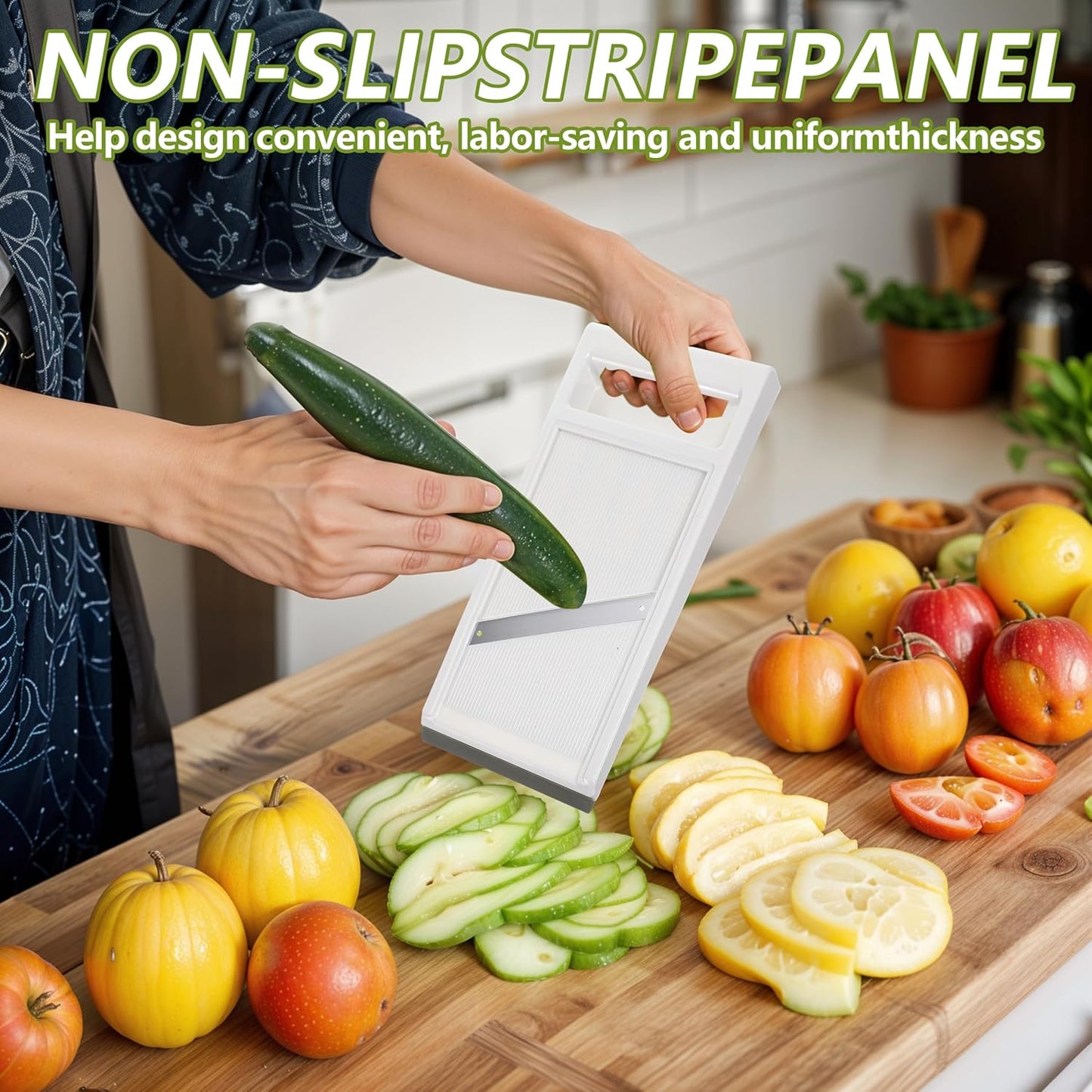 Hand Mandoline Slicer,Portable Handheld Vegetable Mandoline Slicer with Stainless Steel Blade, Cucumber Clicer Thin for Vegetables,Fruits,Potatoes,Cheese,Carrots,Quick Uniform Slice,White