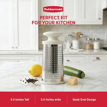 Rubbermaid Stainless Steel Cheese Grater - 9.5" Oval Handheld Box Grater with EZ Grip Handle - Multi-Surface Food & Cheese Shredder | Zester & Graters for Kitchen - Dishwasher Safe, Black