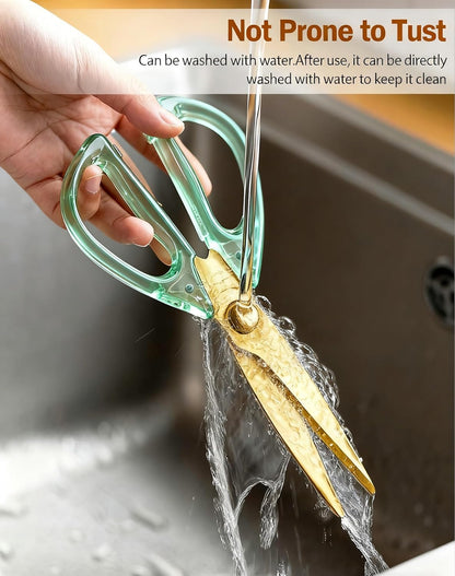 Heavy Duty Kitchen Scissors, Titanium Coated All Purpose Shears - Extra Sharp Detachable Blades for Poultry, Chicken Bones, Meat, Vegetables, Herbs | Micro Serrated & Ergonomic Handle