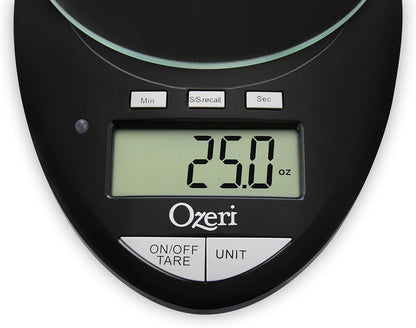 Ozeri Pro II Digital Kitchen Scale with Removable Glass Platform and Countdown Kitchen Timer (1 g to 12 lbs Capacity)