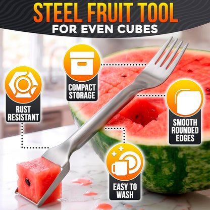 2-in-1 Watermelon Slicer Cutter Tool for 1” Cubes & Slices – Stainless Steel Watermelon Cutter Knife for Fast Fruit Cutting – Melon Slicer for Watermelon, Cantaloupe, Papaya, Honeydew, BBQ & Picnics