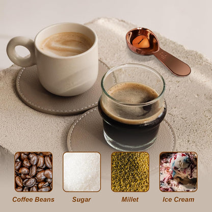 Coffee Scoops 2Tbs (30ml/ 1/8 Cup / 1 oz), Black 304 Stainless Steel Coffee 2 Tablespoon Scoop Short Handle Measuring Spoon, Set of 2