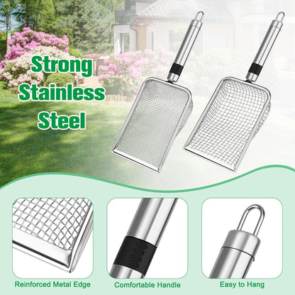 2PCS/ 4PCS Soil Sifter for Gardening, Stainless Steel Sand Soil Compost Sifter for Gardening with Handle, Sieve for Rocks (0.2/0.1 in Mesh, 2)