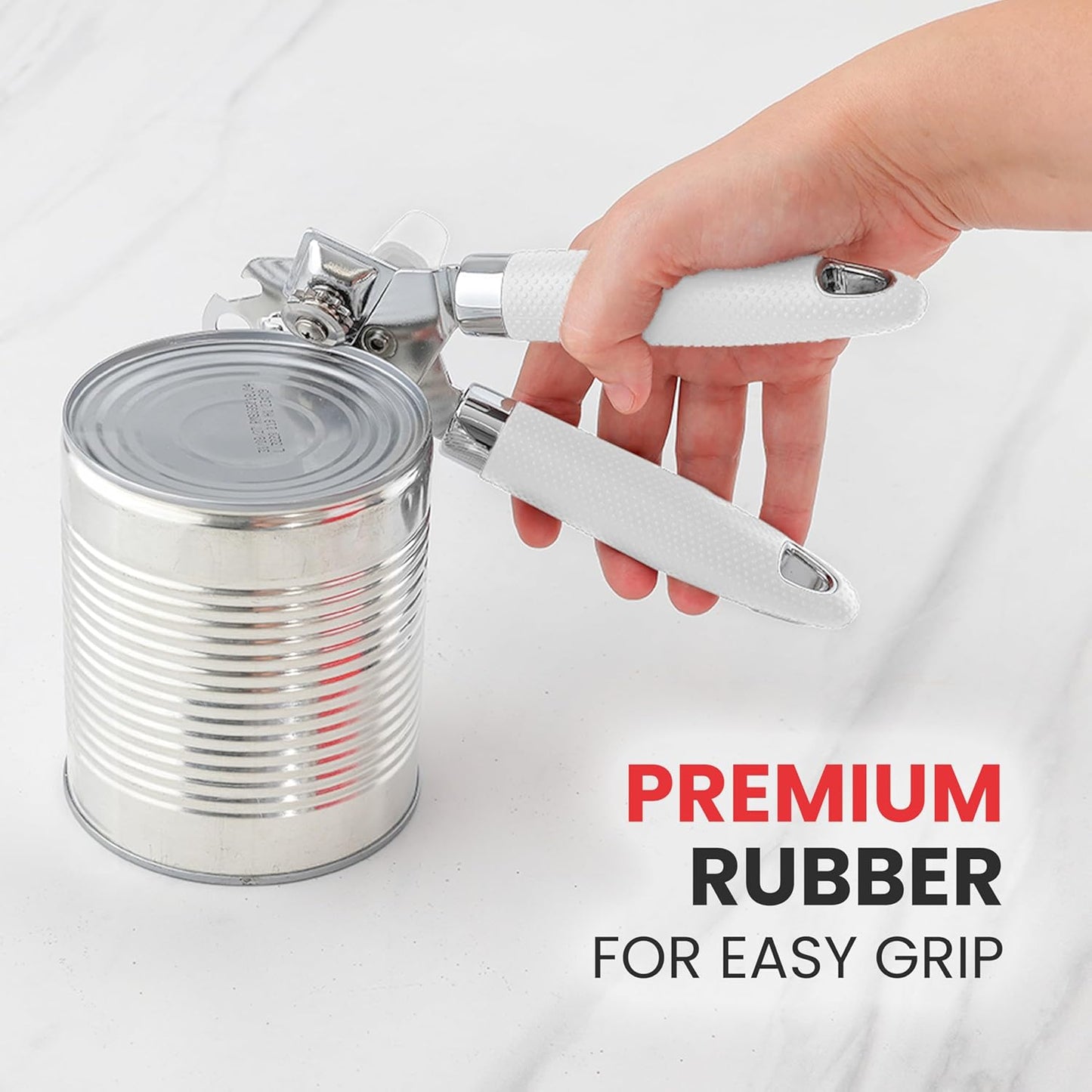 Zulay Kitchen Can Opener with Large Bottle Opener - Heavy Duty Stainless Steel Manual Can Opener with Turn Knob and Soft Grip Handles - Black