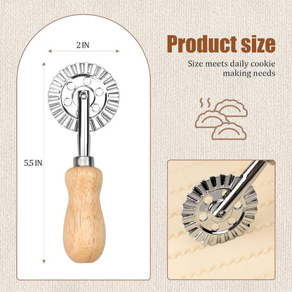 Pastry Cutter Double Wheel - Exquisite Wooden Handle, Perfect for Pasta, Pizza, Ravioli, Cookie -Cheese Slicers Enhance Your Culinary Artistry