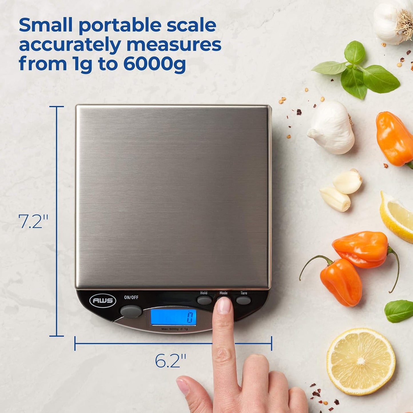 American Weigh Scales Digital Postal/Kitchen Scale, Stainless Steel Surface, Backlit LCD Screen AMW13-BK13 lb./6 kg, Black