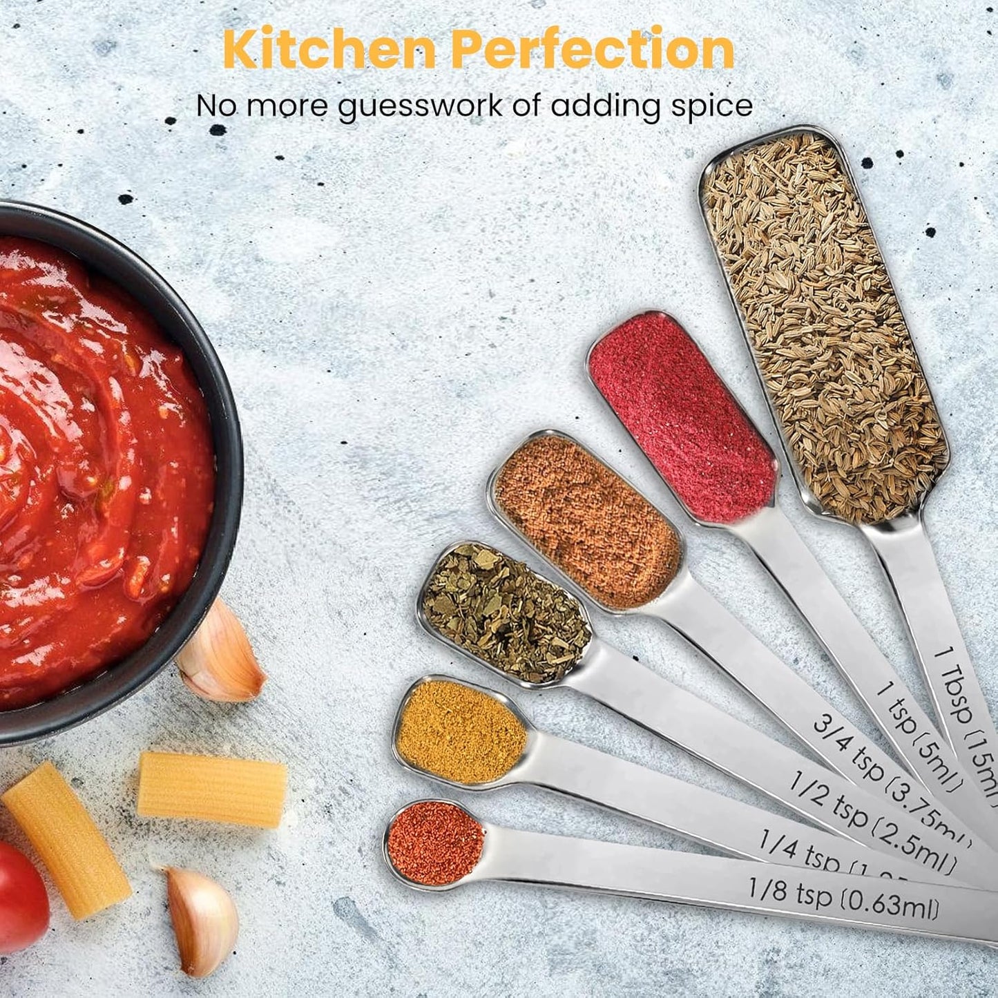 21 Pieces YUNNKEEY Measuring Cups and Spoons Set - Includes 7 Stainless Steel Measuring Cups, 8 Rectangular & 5 Mini Measuring Spoons with Leveler Fits Spice Jars, Ideal for Dry and Liquid Ingredients